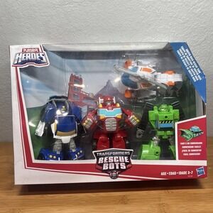 Transformers Rescue Bots Griffin Rock Team Action Figures Gift Set, New Worn Box